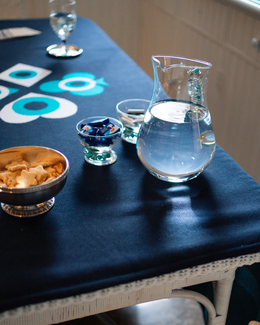 Toalha de Jogos Luck Marinho com Barrado Turquesa