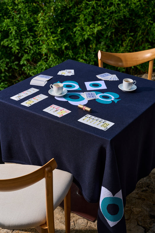 Toalha de Jogos Luck Marinho com Barrado Turquesa